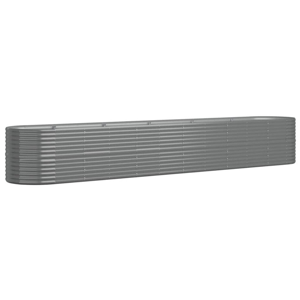 Vidaxl (Grey, 440 X 80 X 68 Cm) Garden Planter Patio Flower Pot Raised Garden Bed Powder-Coated Steel