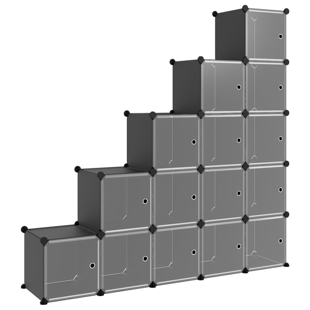 Vidaxl (Black And Transparent, 156 X 31.5 X 153.5 Cm) Storage Cube Organiser Pp Shoe Rack Room Divider Multi Colours/Sizes