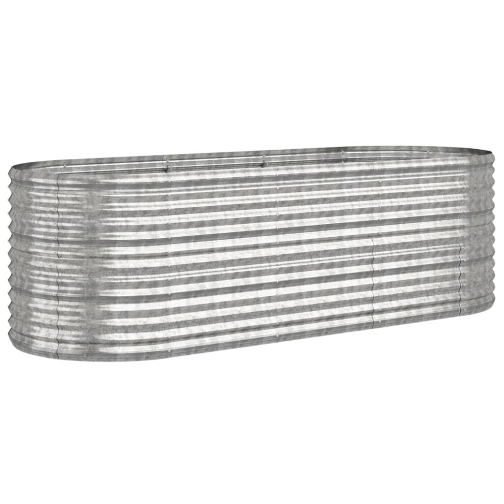 Vidaxl (, 224 X 80 X 68 Cm) Garden Planter Patio Flower Pot Raised Garden Bed Powder-Coated Steel Silver