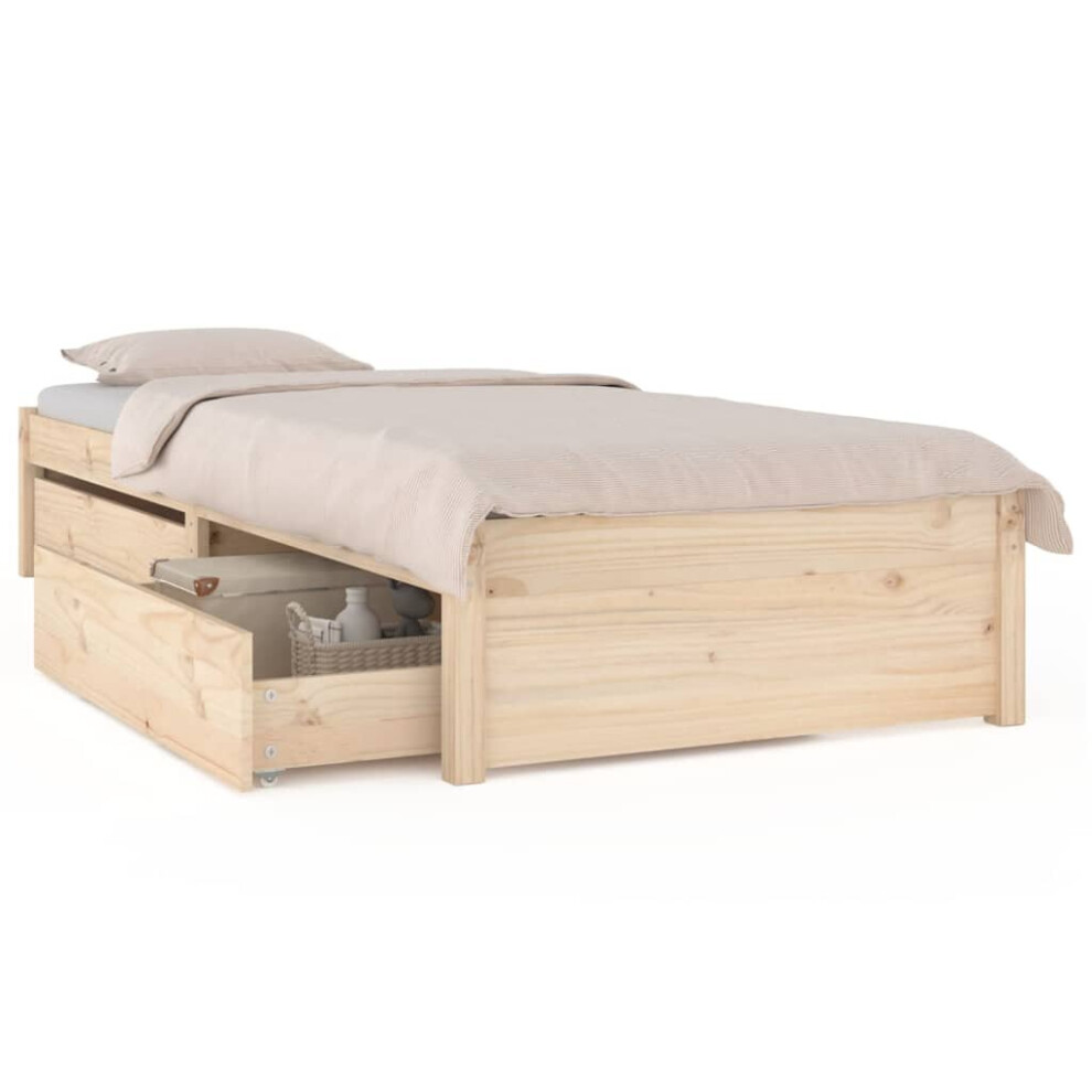 Vidaxl (Brown, 75 X 190 Cm) Bed Frame With Drawers Bedroom Bedstead Bed Base Multi Colours/Sizes