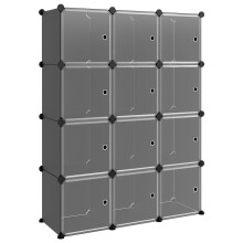 (black and transparent, 94.5 x 31.5 x 124 cm) vidaXL Storage Cube Organiser PP Shoe Rack Room Divider Multi Colours/Sizes