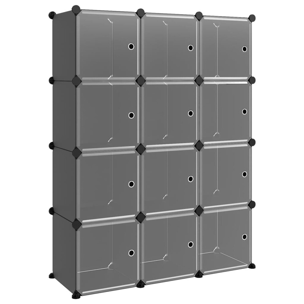 Vidaxl (Black And Transparent, 94.5 X 31.5 X 124 Cm) Storage Cube Organiser Pp Shoe Rack Room Divider Multi Colours/Sizes