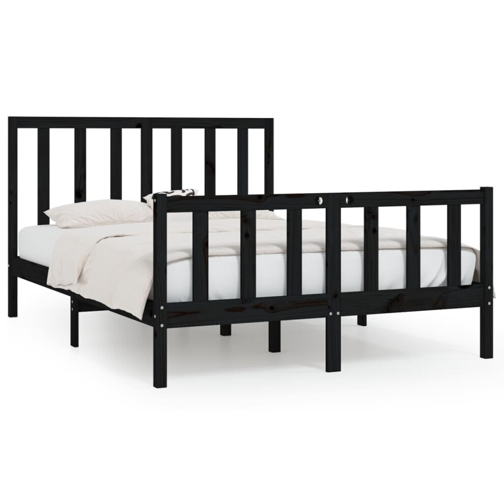 (black, 140 x 200 cm) vidaXL Solid Wood Bed Frame Home Wooden Bedstead Bed Base Multi Colours/Sizes