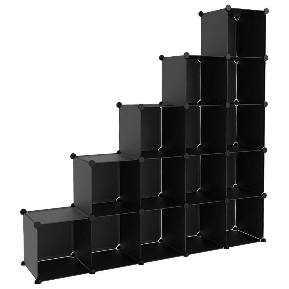 Vidaxl (Black, 155 X 32 X 153.5 Cm) Storage Cube Organiser Pp Shoe Rack Room Divider Multi Colours/Sizes