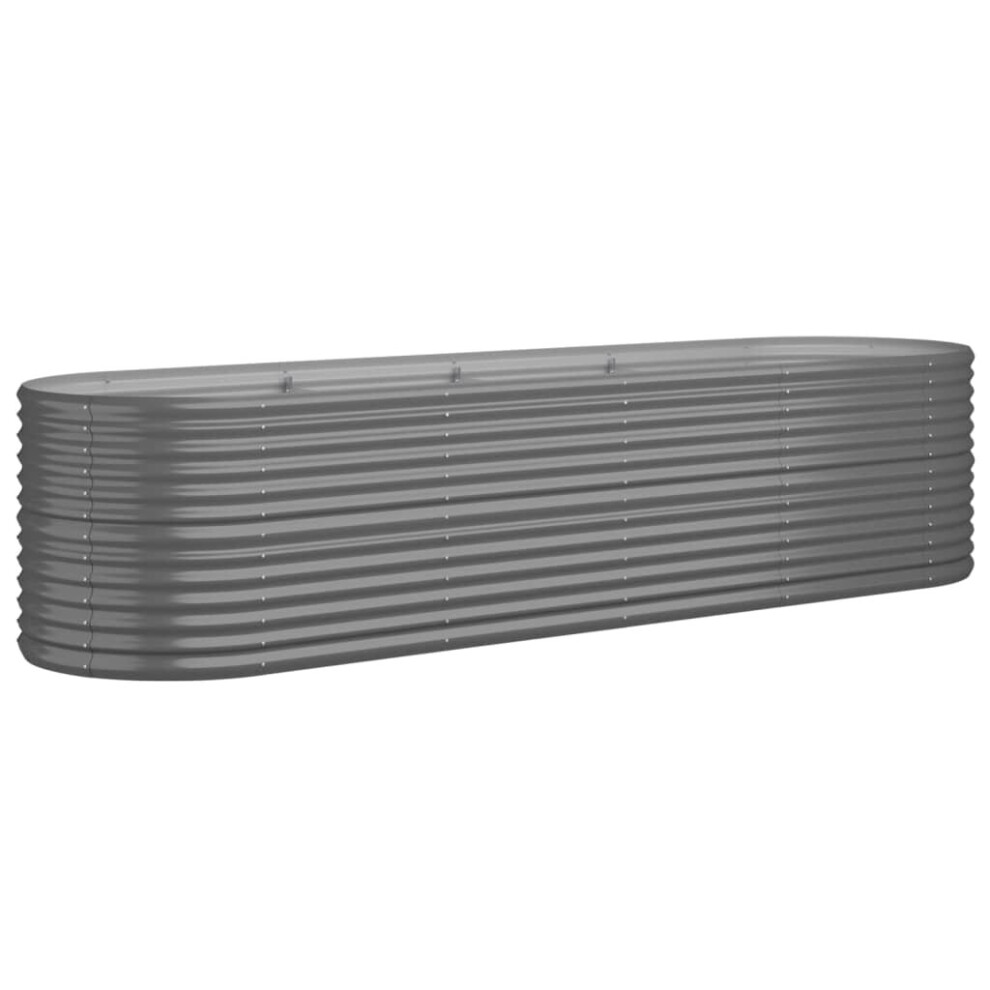 Vidaxl (Grey, 296 X 80 X 68 Cm) Garden Planter Patio Flower Pot Raised Garden Bed Powder-Coated Steel