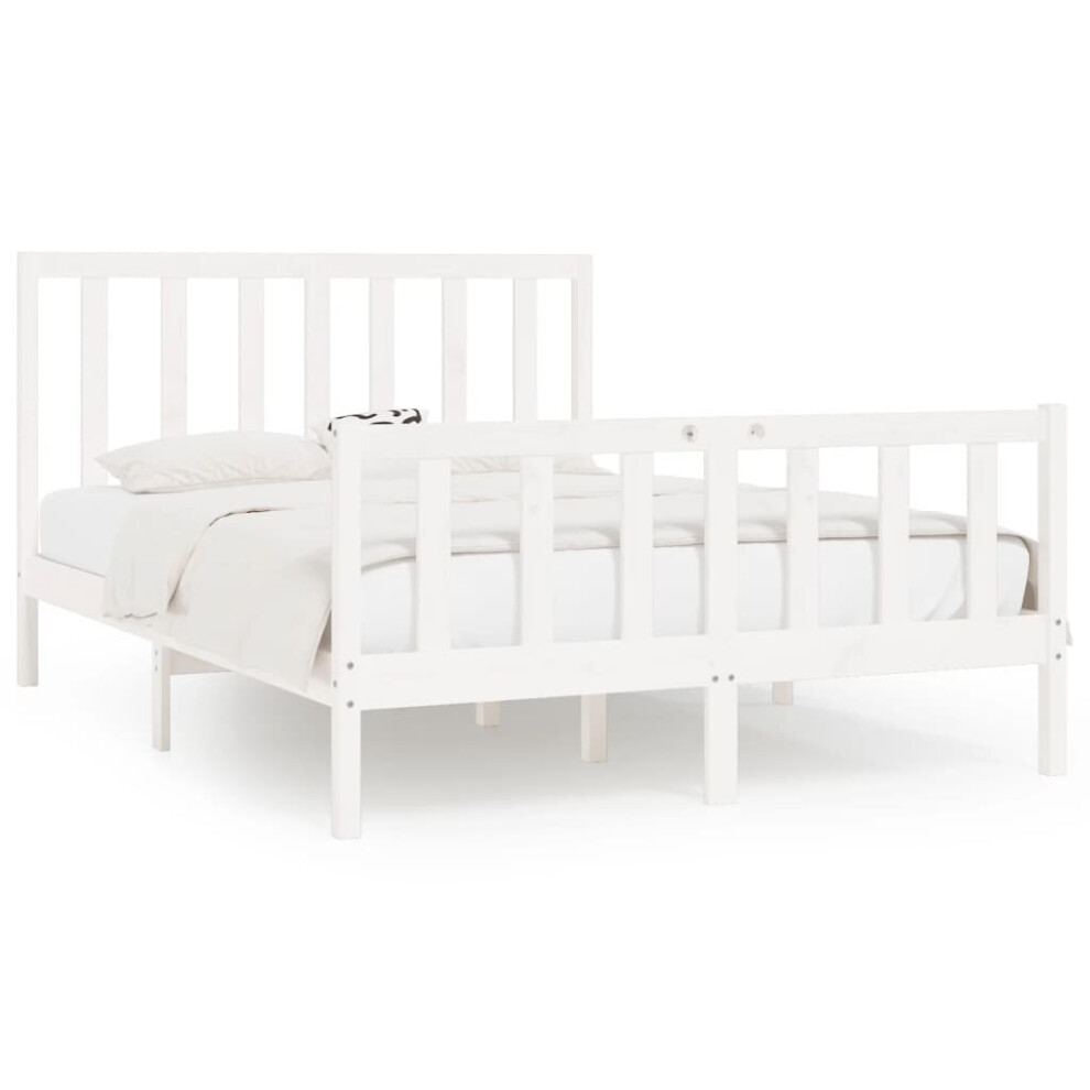 (white, 140 x 200 cm) vidaXL Solid Wood Bed Frame Home Wooden Bedstead Bed Base Multi Colours/Sizes