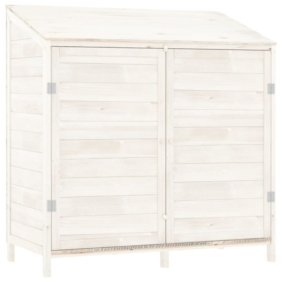 Vidaxl (White, 102 X 52 X 112 Cm) Garden Shed Outdoor Storage House Patio Tool Organiser Solid Wood Fir
