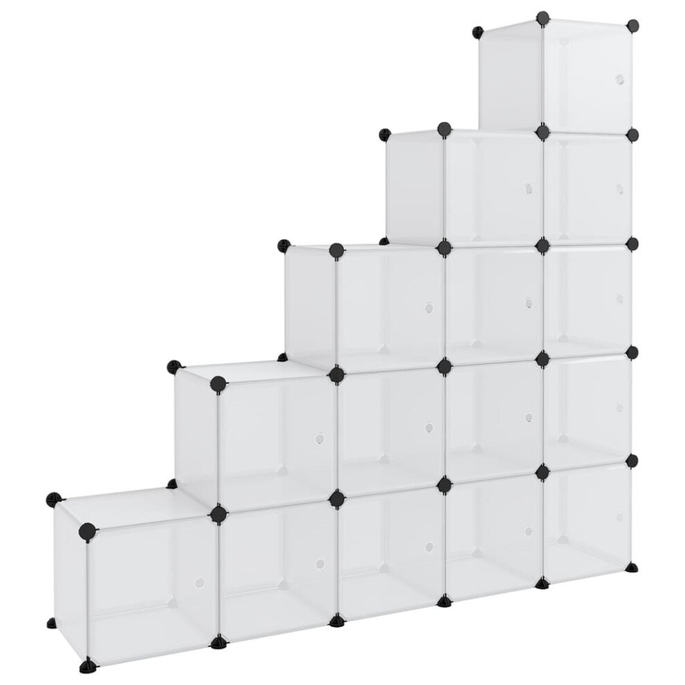 Vidaxl (Transparent And 155 X X 153.5 Cm) Storage Cube Organiser Pp Shoe Rack Room Divider Multi Colours/Sizes White Size 32
