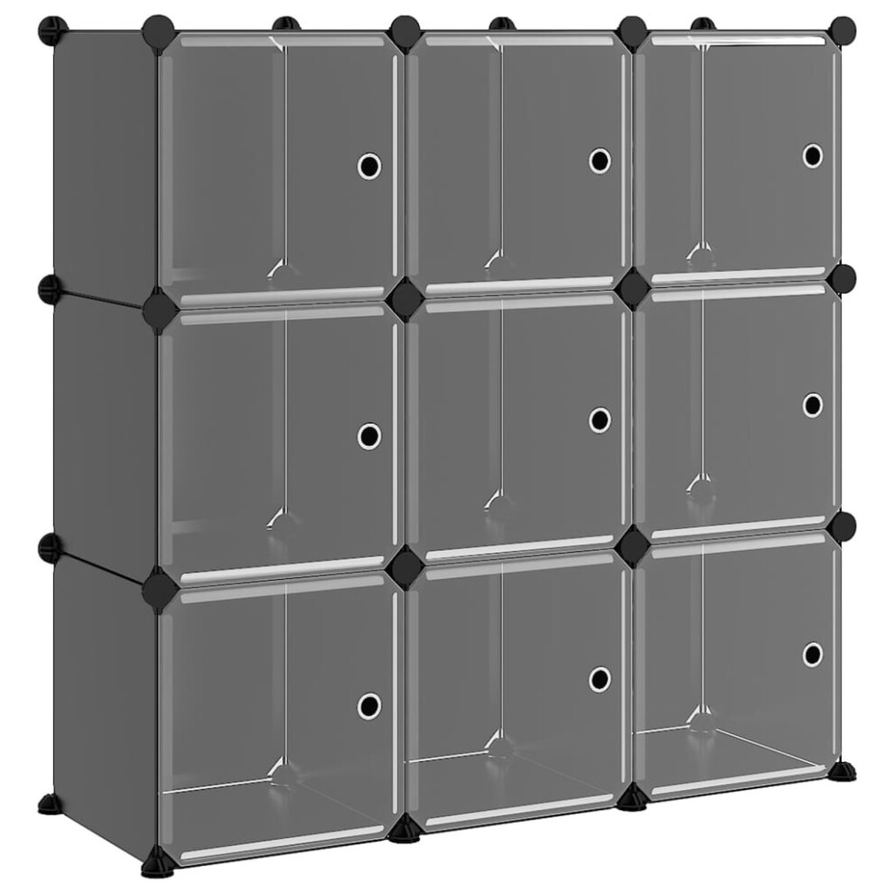 (black and transparent, 94.5 x 31.5 x 93.5 cm) vidaXL Storage Cube Organiser PP Shoe Rack Room Divider Multi Colours/Sizes