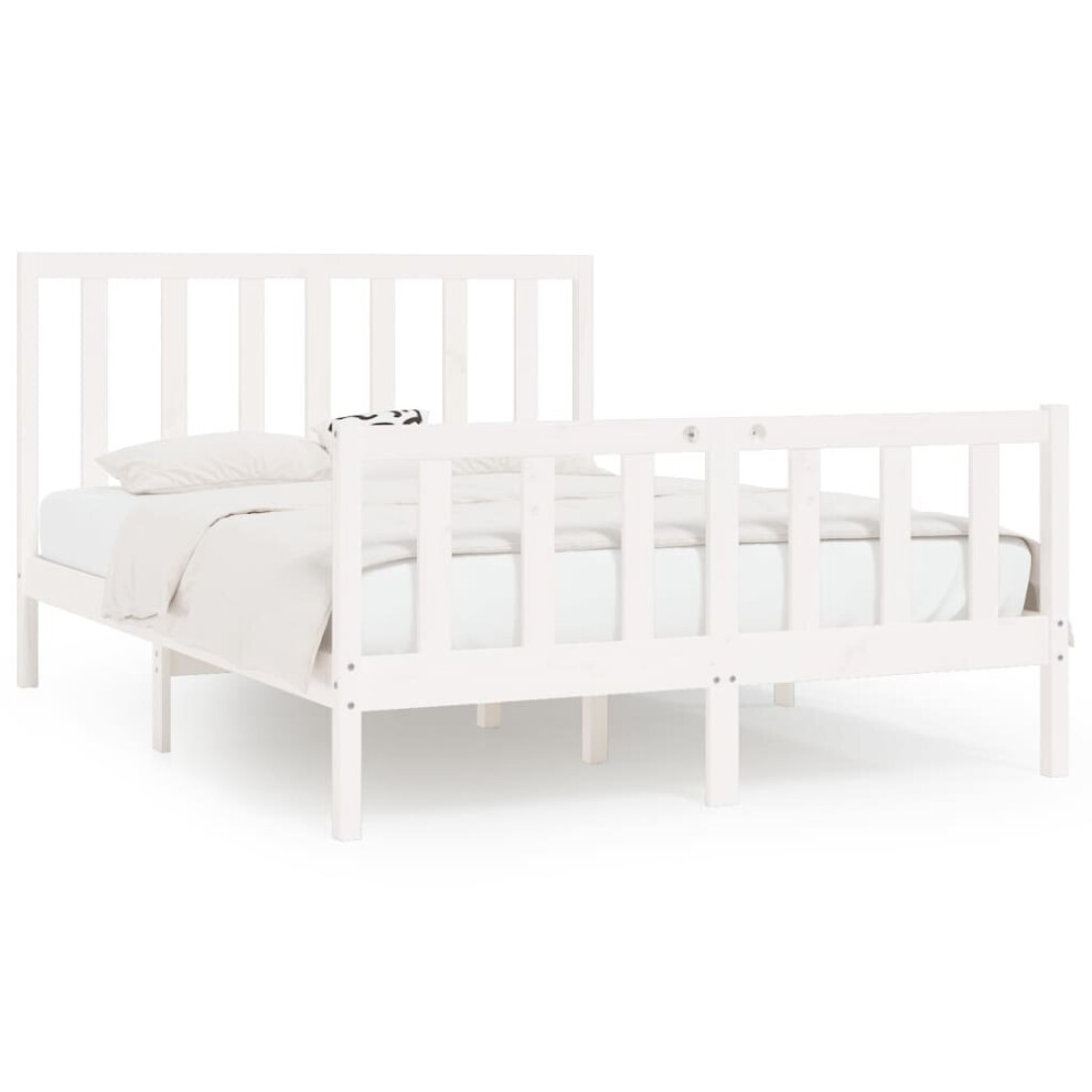 (white, 150 x 200 cm) vidaXL Solid Wood Bed Frame Home Wooden Bedstead Bed Base Multi Colours/Sizes