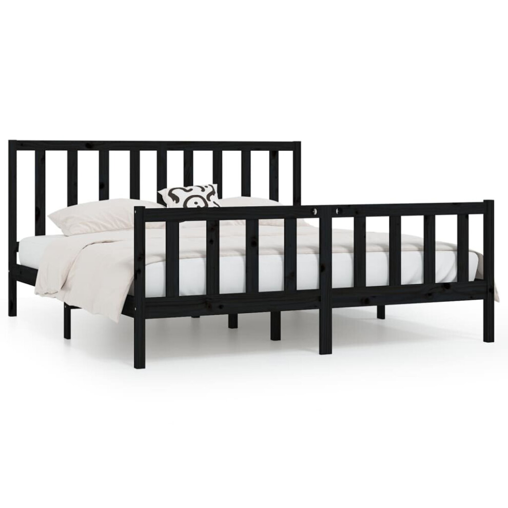 (black, 200 X 200 cm) vidaXL Solid Wood Bed Frame Home Wooden Bedstead Bed Base Multi Colours/Sizes