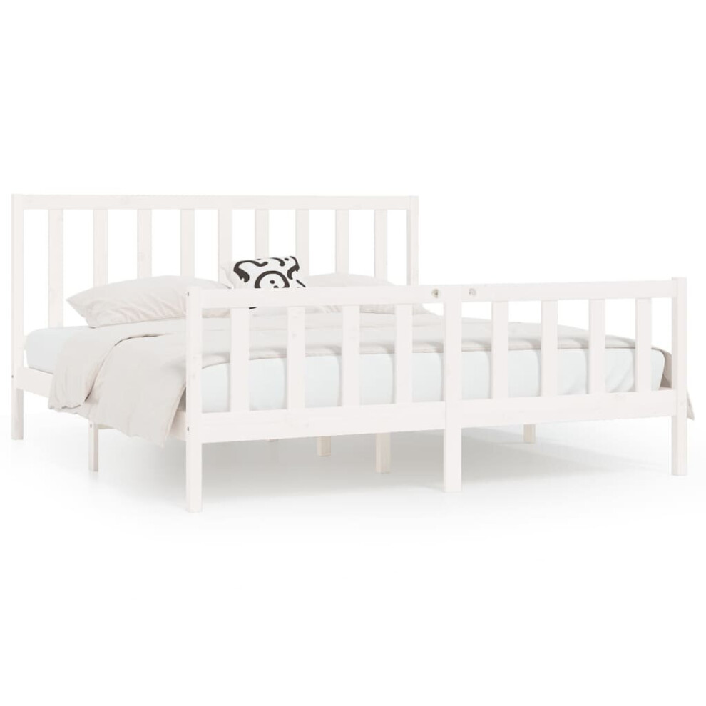 (white, 200 x 200 cm) vidaXL Solid Wood Bed Frame Home Wooden Bedstead Bed Base Multi Colours/Sizes