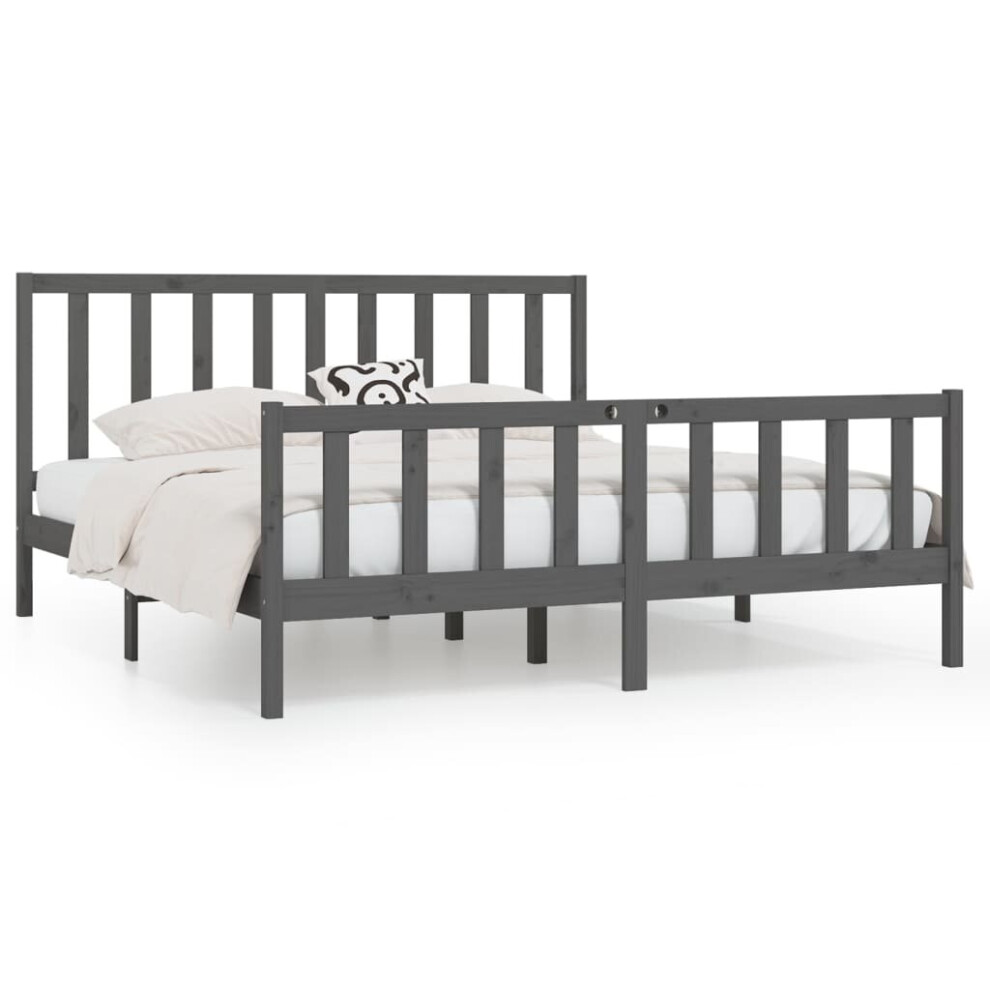 (grey, 200 x 200 cm) vidaXL Solid Wood Bed Frame Home Wooden Bedstead Bed Base Multi Colours/Sizes