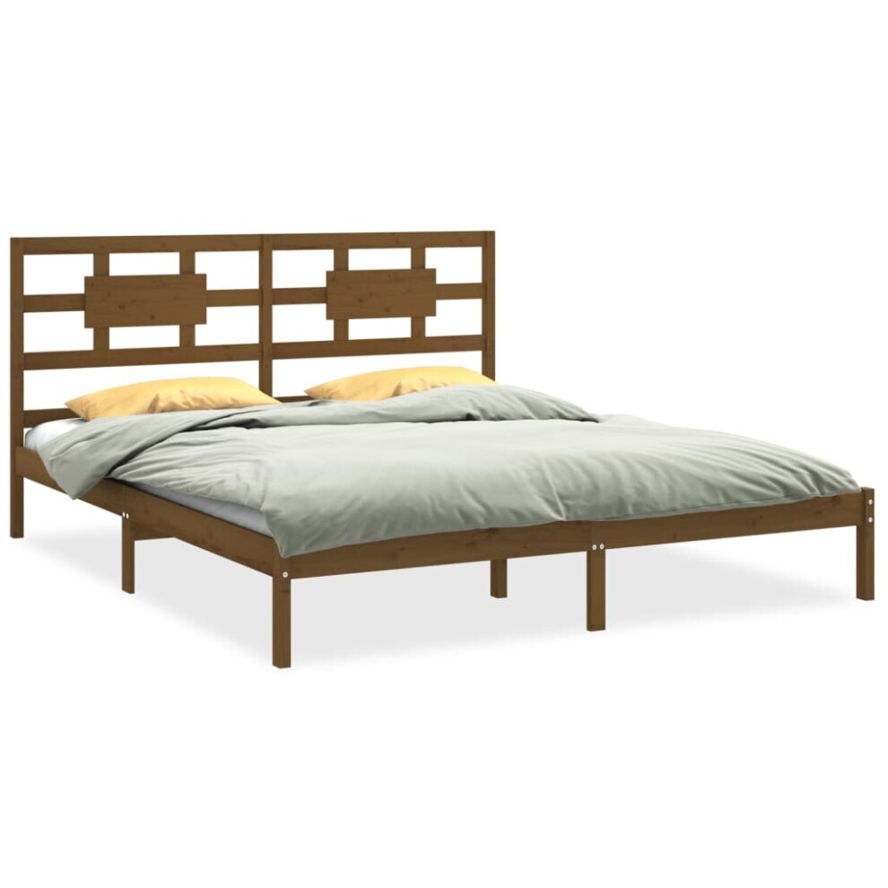 Vidaxl (Honey 200 X 200 Cm) Bed Frame Bed Base Bedstead Bedroom Mattress Foundation Solid Wood Brown