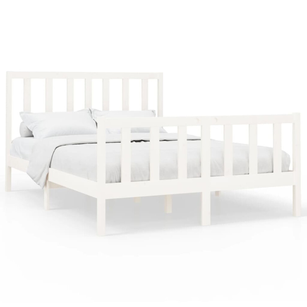 (white, 140 x 190 cm) vidaXL Solid Wood Pine Bed Frame Wooden Bedstead Bed Base Multi Colours/Sizes