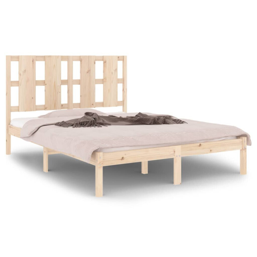 Vidaxl (Brown, 135 X 190 Cm) Solid Wood Pine Bed Frame Wooden Bedstead Bed Base Multi Colours/Sizes
