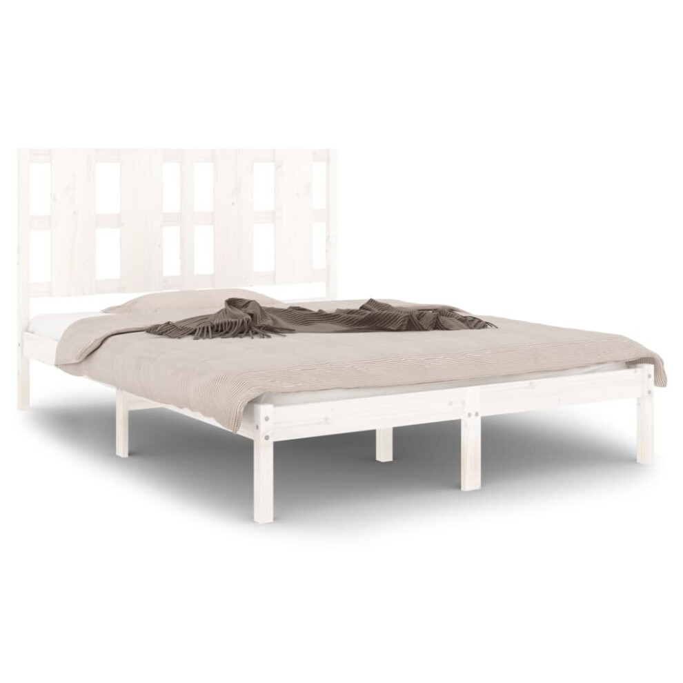 (white, 140 x 190 cm) vidaXL Solid Wood Pine Bed Frame Wooden Bedstead Bed Base Multi Colours/Sizes