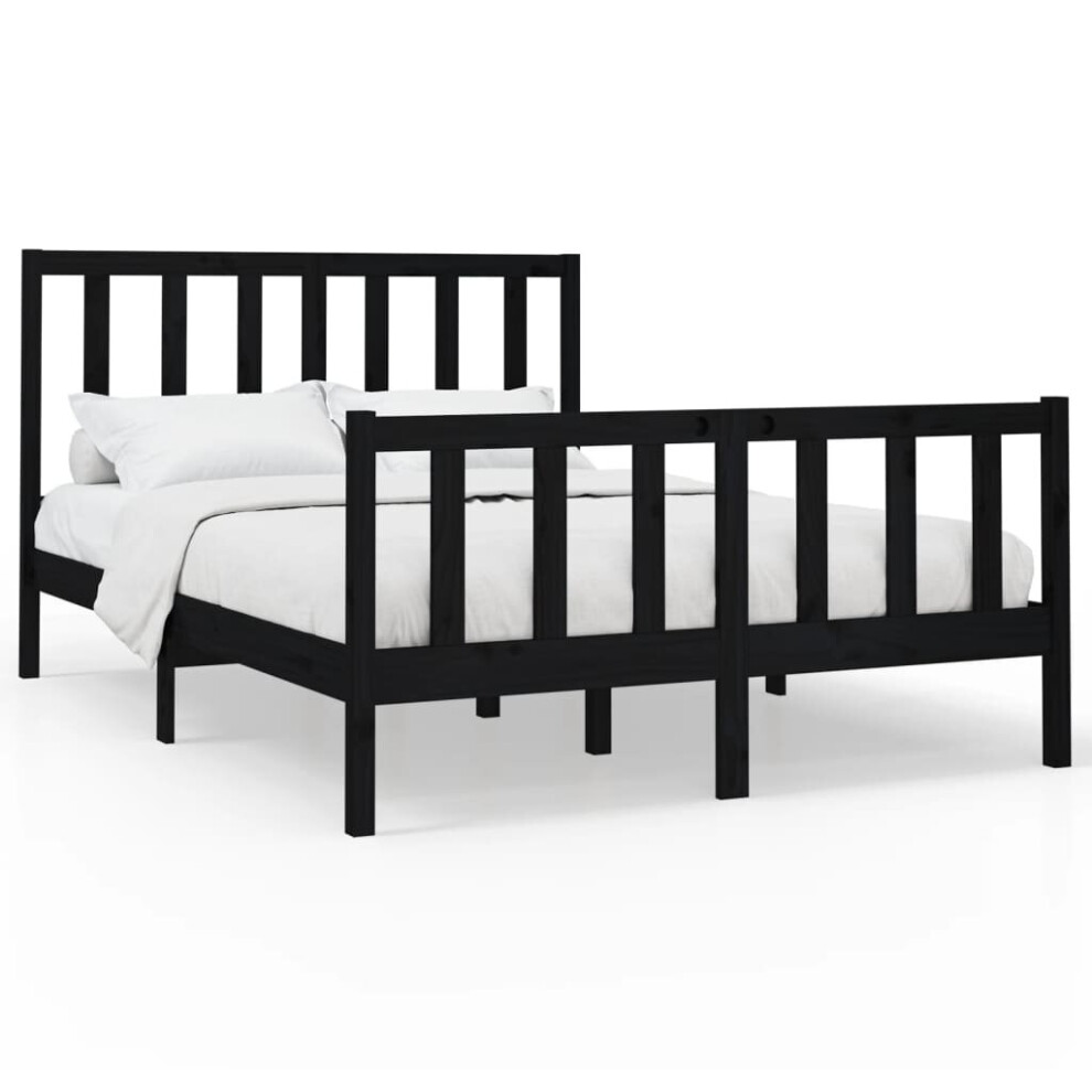 (black, 140 x 190 cm) vidaXL Solid Wood Pine Bed Frame Wooden Bedstead Bed Base Multi Colours/Sizes