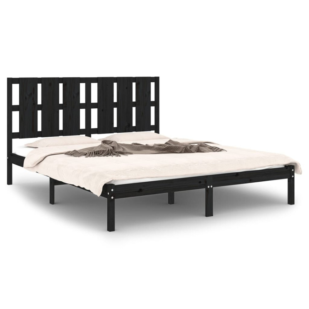 Vidaxl (Black, 150 X 200 Cm) Solid Wood Pine Bed Frame Wooden Bedstead Bed Base Multi Colours/Sizes