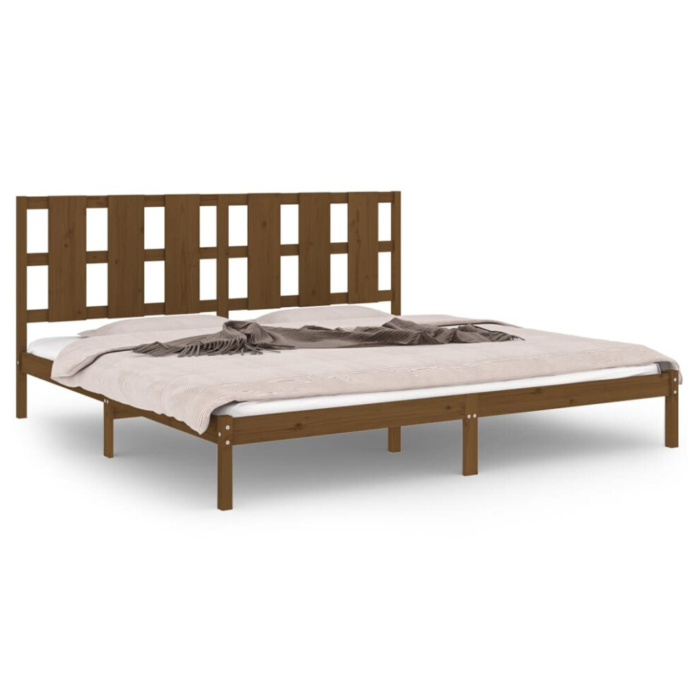 Vidaxl (Honey Brown, 200 X 200 Cm) Solid Wood Pine Bed Frame Wooden Bedstead Bed Base Multi Colours/Sizes