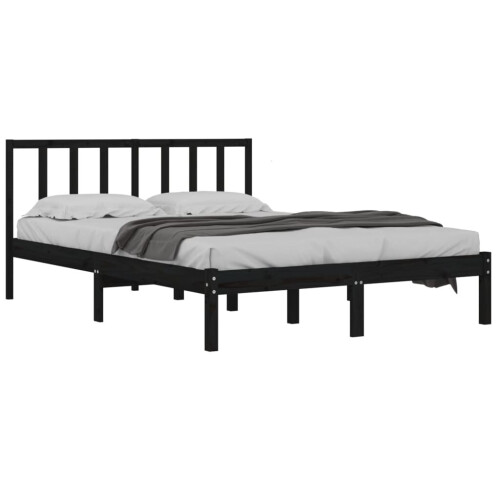 VidaXL (black, 150 x 200 cm) vidaXL Solid Wood Pine Bed Frame Wooden Bedstead Bed Base Multi Colours/Sizes 2