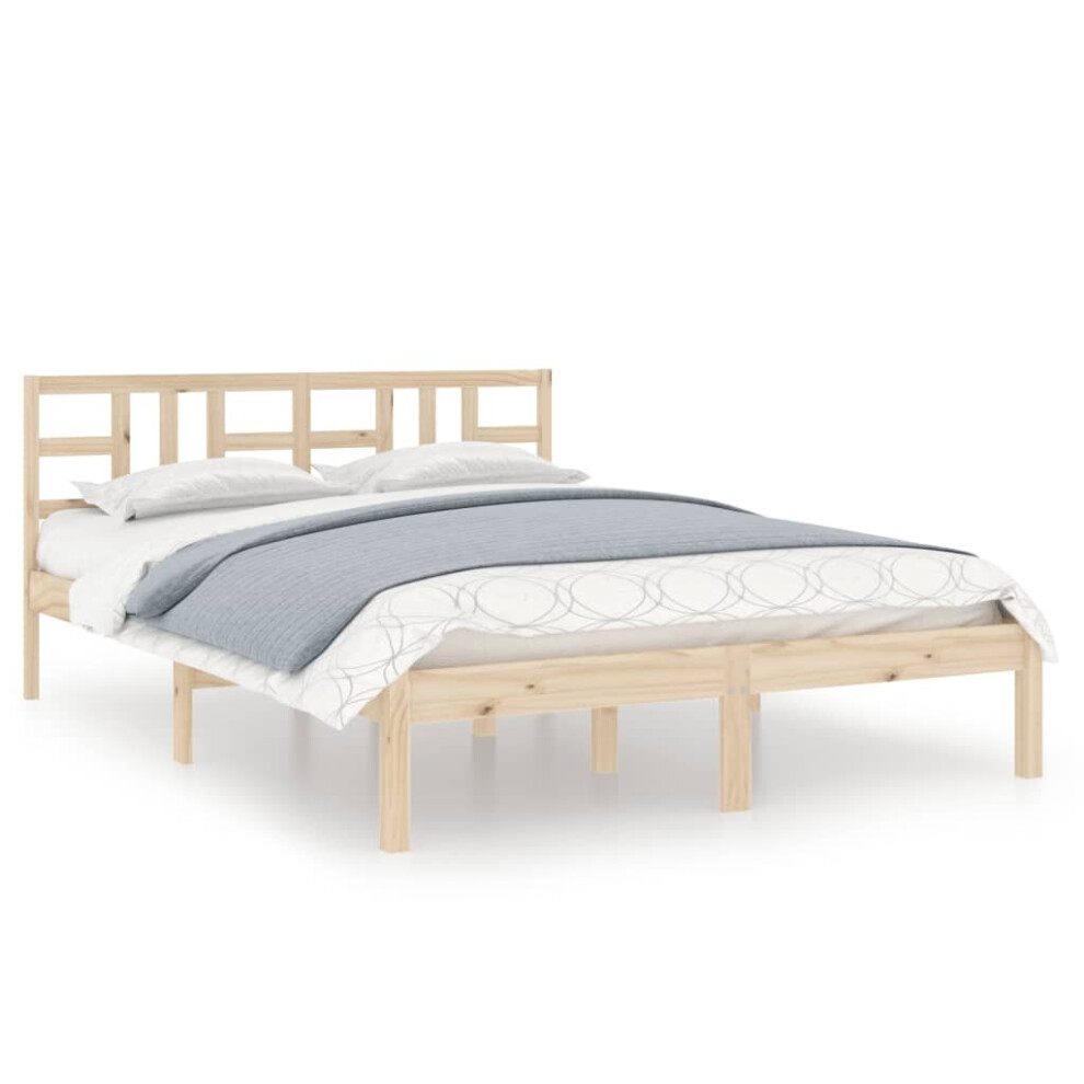 Vidaxl (Brown, 135 X 190 Cm) Solid Wood Bed Frame Bedroom Bedstead Bed Base Multi Colours/Sizes