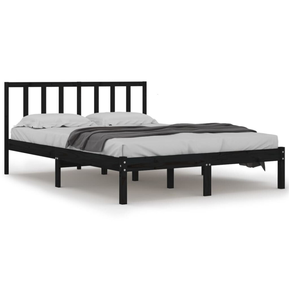 Vidaxl (Black, 150 X 200 Cm) Solid Wood Pine Bed Frame Wooden Bedstead Bed Base Multi Colours/Sizes
