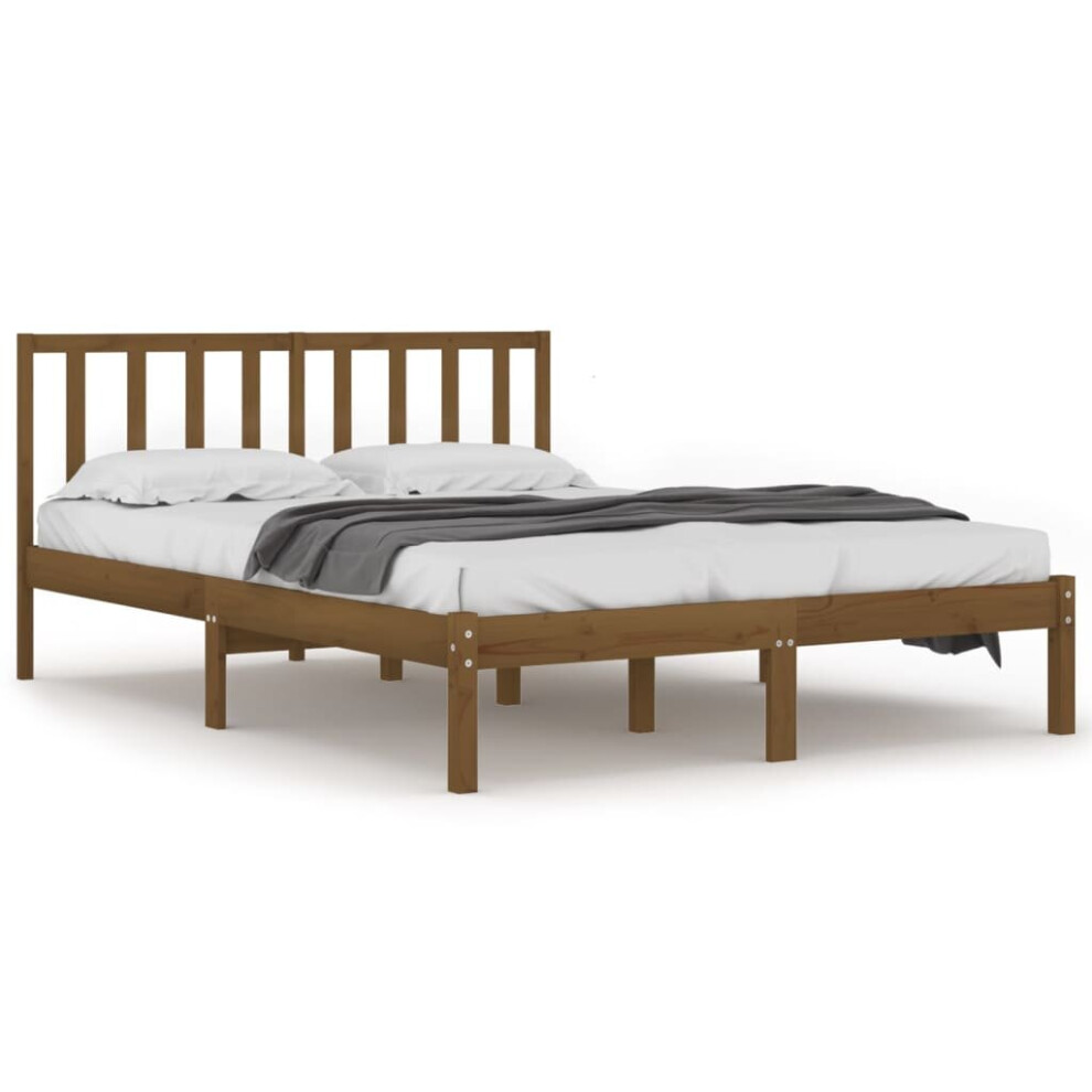 Vidaxl (Honey Brown, 200 X 200 Cm) Solid Wood Pine Bed Frame Wooden Bedstead Bed Base Multi Colours/Sizes