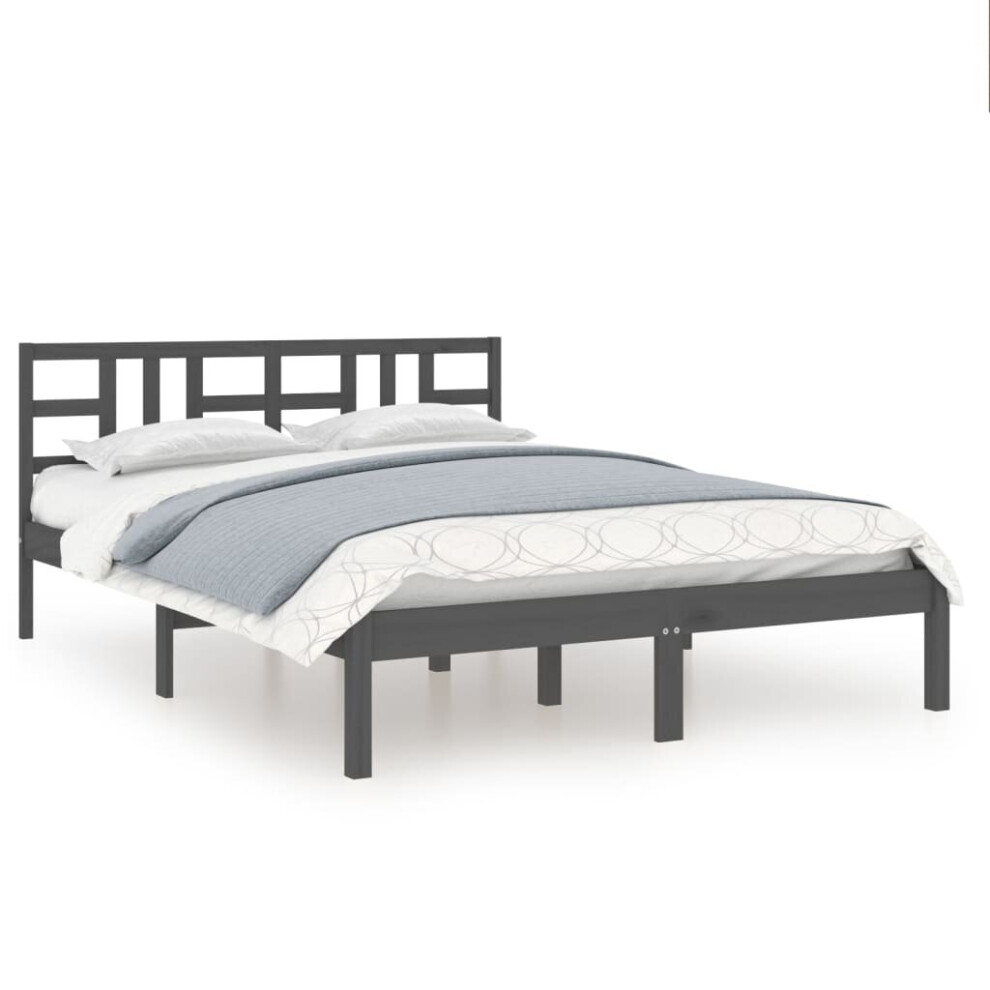 Vidaxl (Grey, 200 X 200 Cm) Solid Wood Bed Frame Bedroom Bedstead Bed Base Multi Colours/Sizes