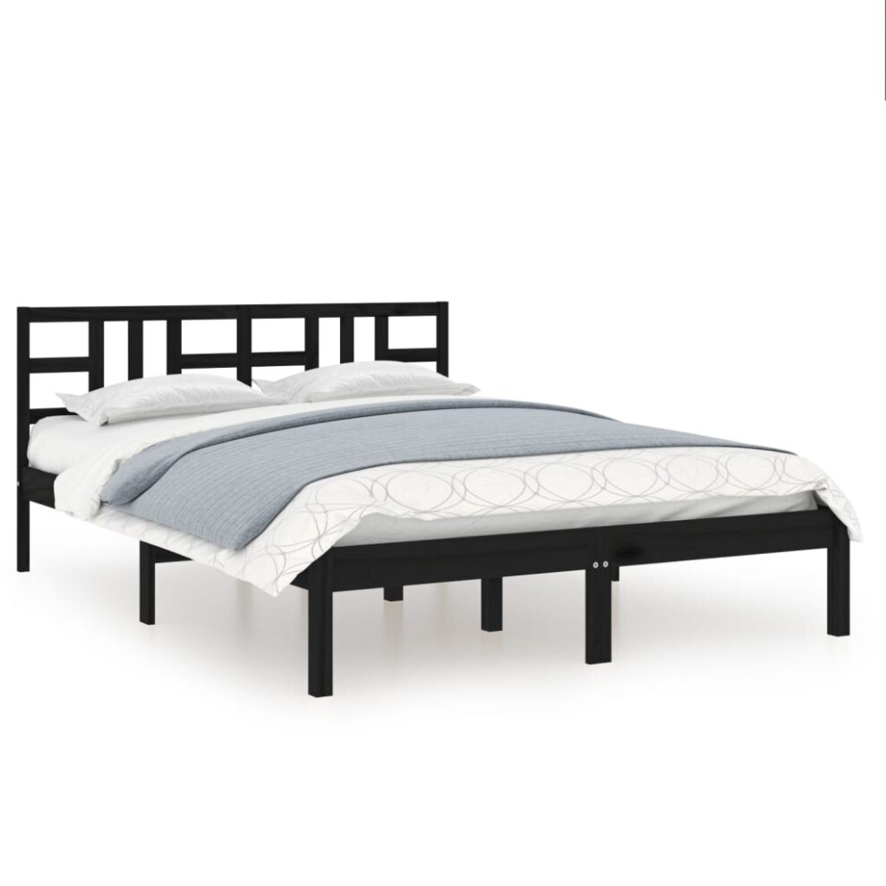 Vidaxl (Black, 200 X 200 Cm) Solid Wood Bed Frame Bedroom Bedstead Bed Base Multi Colours/Sizes