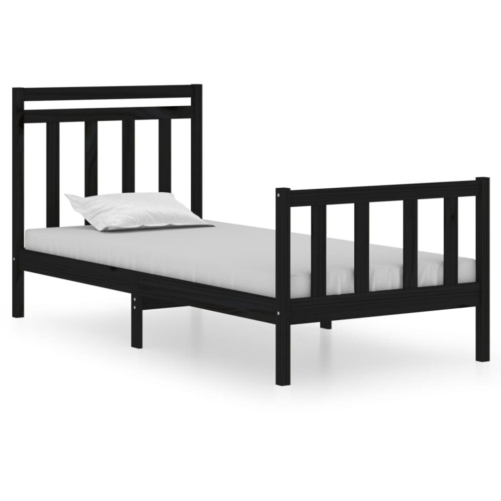 (black, 90 x 190 cm) vidaXL Solid Wood Bed Frame Platform Bed Bedroom Furniture Multi Colours/Sizes