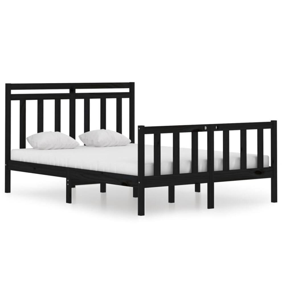 (black, 140 x 190 cm) vidaXL Solid Wood Bed Frame Platform Bed Bedroom Furniture Multi Colours/Sizes