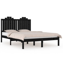 (black, 140 x 190 cm) vidaXL Bed Frame Bed Base Bedstead Bedroom Mattress Foundation Solid Wood Pine