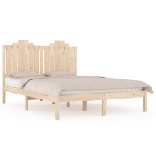 (brown, 135 x 190 cm) vidaXL Bed Frame Bed Base Bedstead Bedroom Mattress Foundation Solid Wood Pine