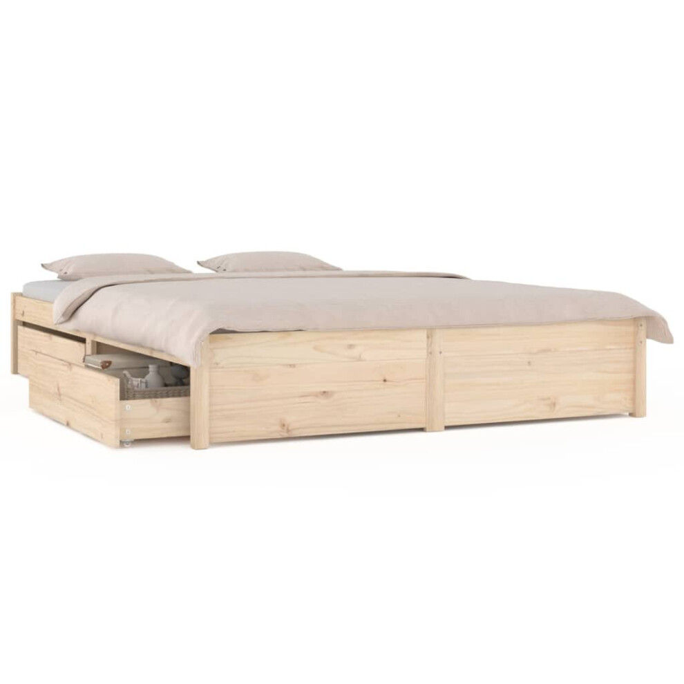 New Vidaxl (, 160 X 200 Cm) Bed Frame With Drawers Wooden Bedstead Platform Bed Multi Colours/Sizes Brown 3103523