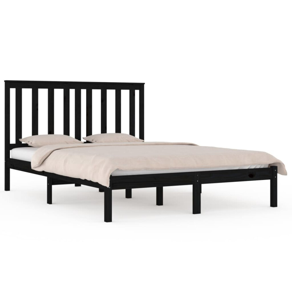 Vidaxl (Black, 200 X 200 Cm) Solid Wood Pine Bed Frame Wooden Bedstead Bed Base Multi Colours/Sizes