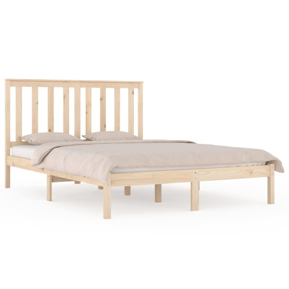 Vidaxl (Brown, 135 X 190 Cm) Solid Wood Pine Bed Frame Wooden Bedstead Bed Base Multi Colours/Sizes