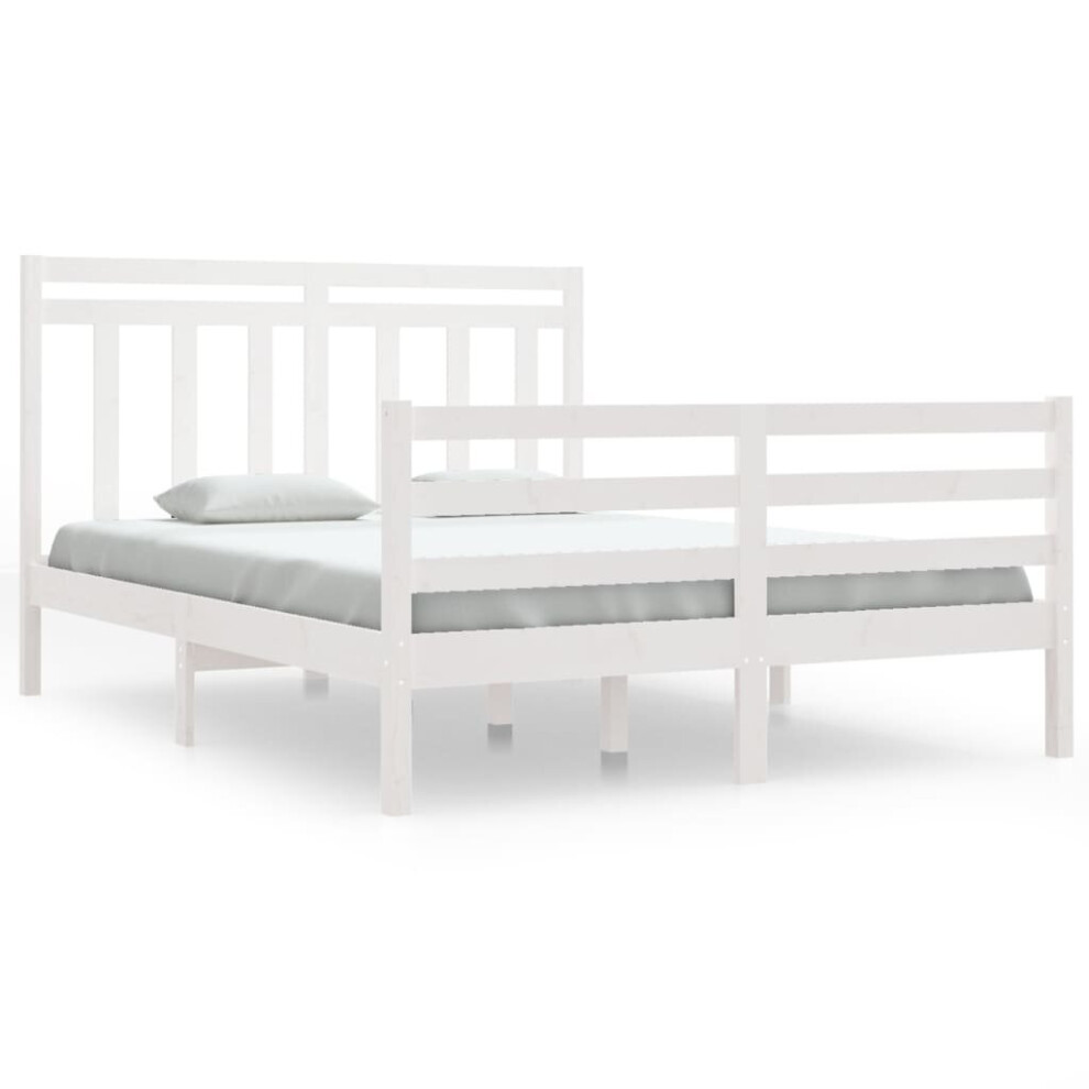 (white, 140 x 190 cm) vidaXL Solid Wood Bed Frame Bedroom Bedstead Bed Base Multi Colours/Sizes