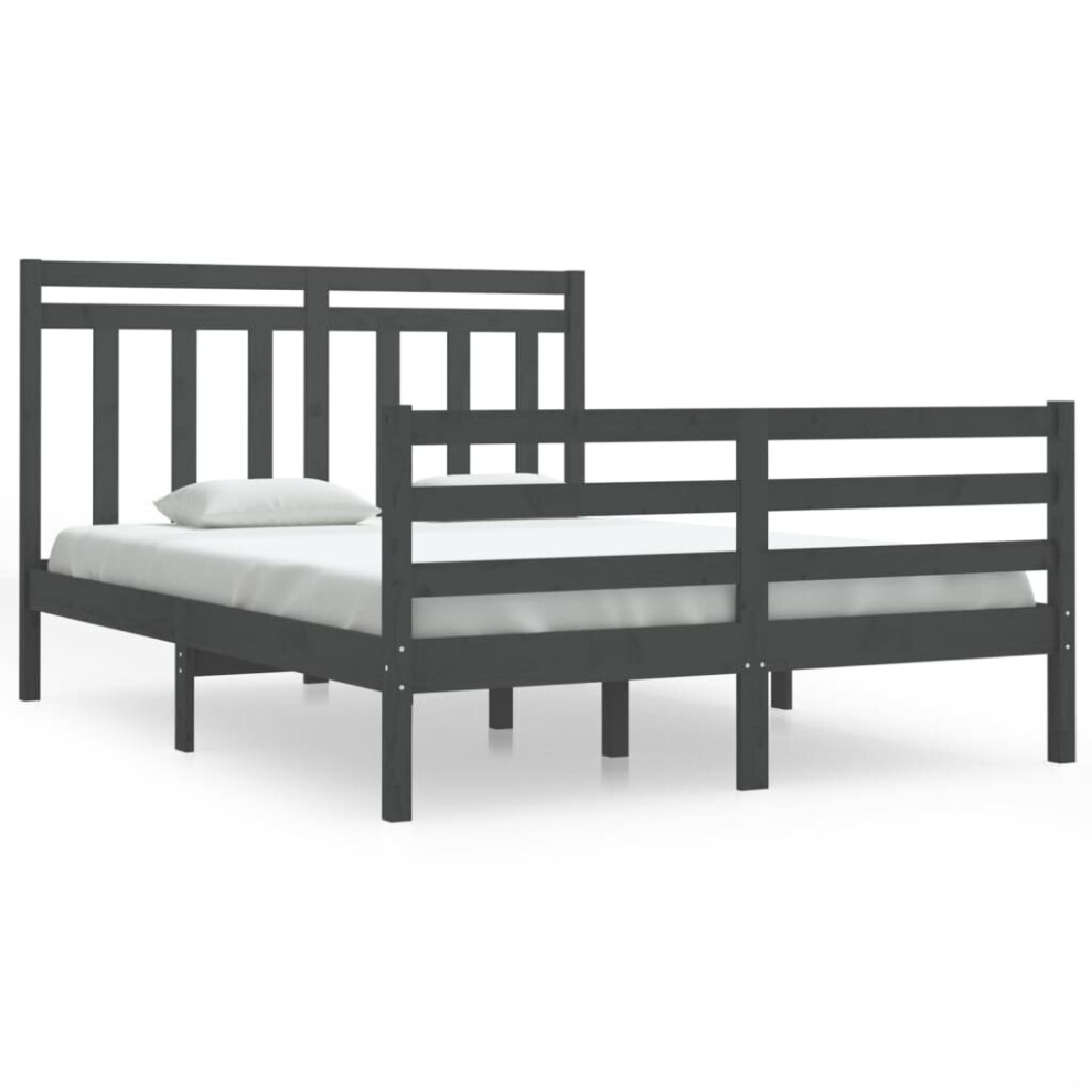 (grey, 140 x 190 cm) vidaXL Solid Wood Bed Frame Bedroom Bedstead Bed Base Multi Colours/Sizes