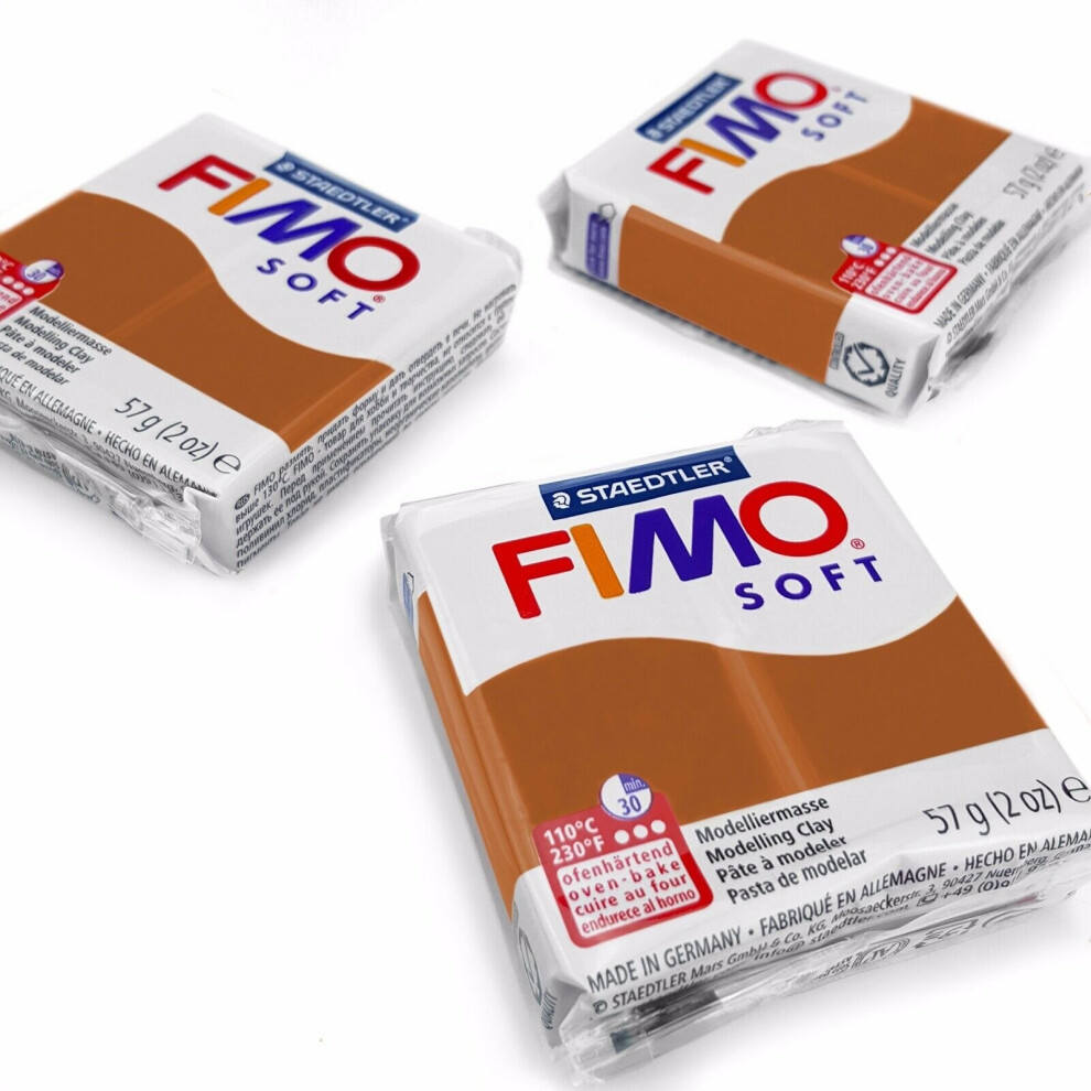 Staedtler Fimo Soft Polymer Oven Modelling Clay - 57G - Set Of 3 - Caramel