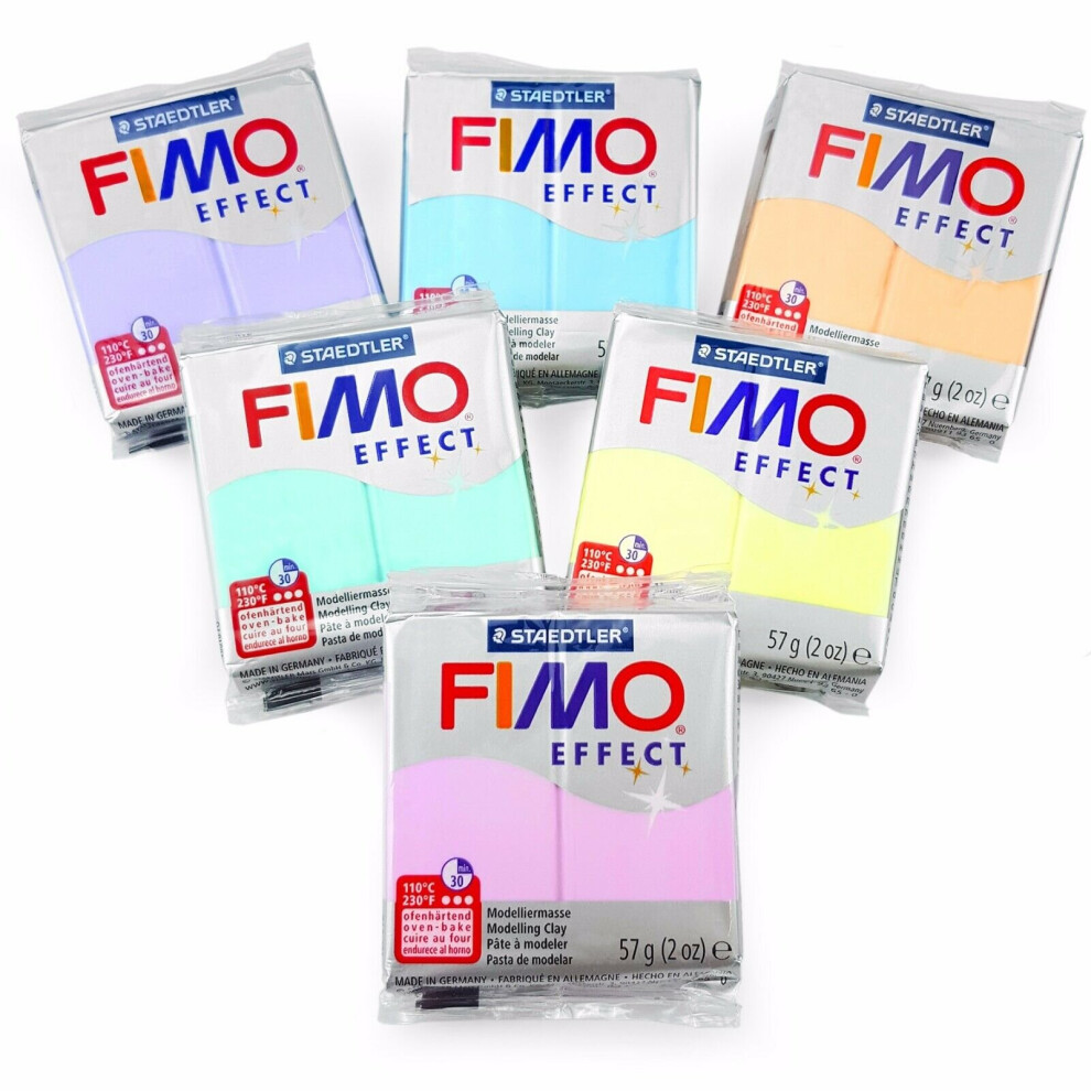 FIMO Effect Polymer Oven Modelling Clay - 57g - Set of 6 - Pastel Finish