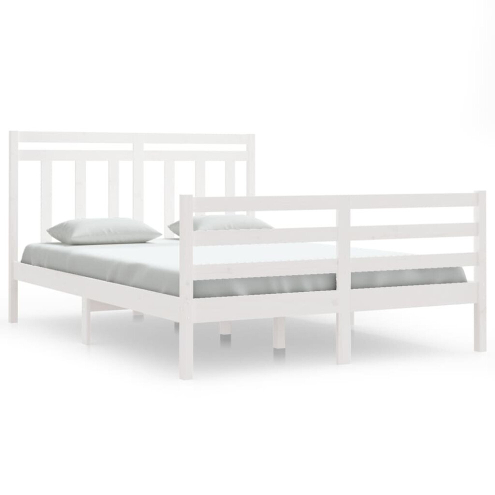 (white, 140 x 200 cm) vidaXL Solid Wood Bed Frame Bedroom Bedstead Bed Base Multi Colours/Sizes