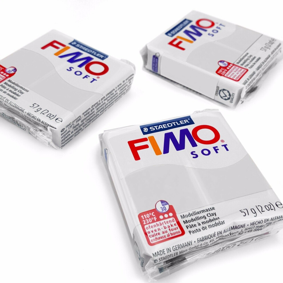 Staedtler Fimo Soft Polymer Oven Modelling Clay - 57G - Set Of 3 - Dolphin Grey