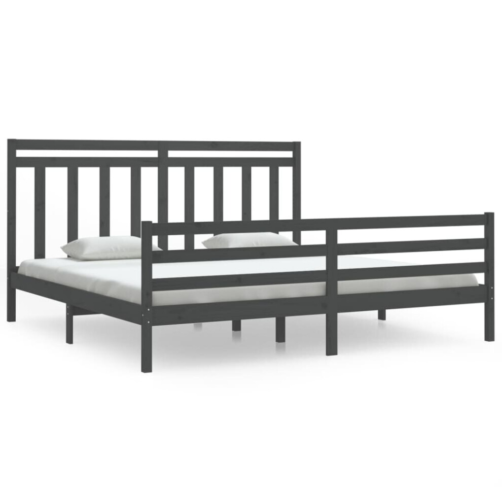 Vidaxl (Grey, 200 X 200 Cm) Solid Wood Bed Frame Bedroom Bedstead Bed Base Multi Colours/Sizes