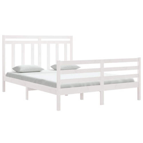 VidaXL (white, 150 x 200 cm) vidaXL Solid Wood Bed Frame Bedroom Bedstead Bed Base Multi Colours/Sizes 2