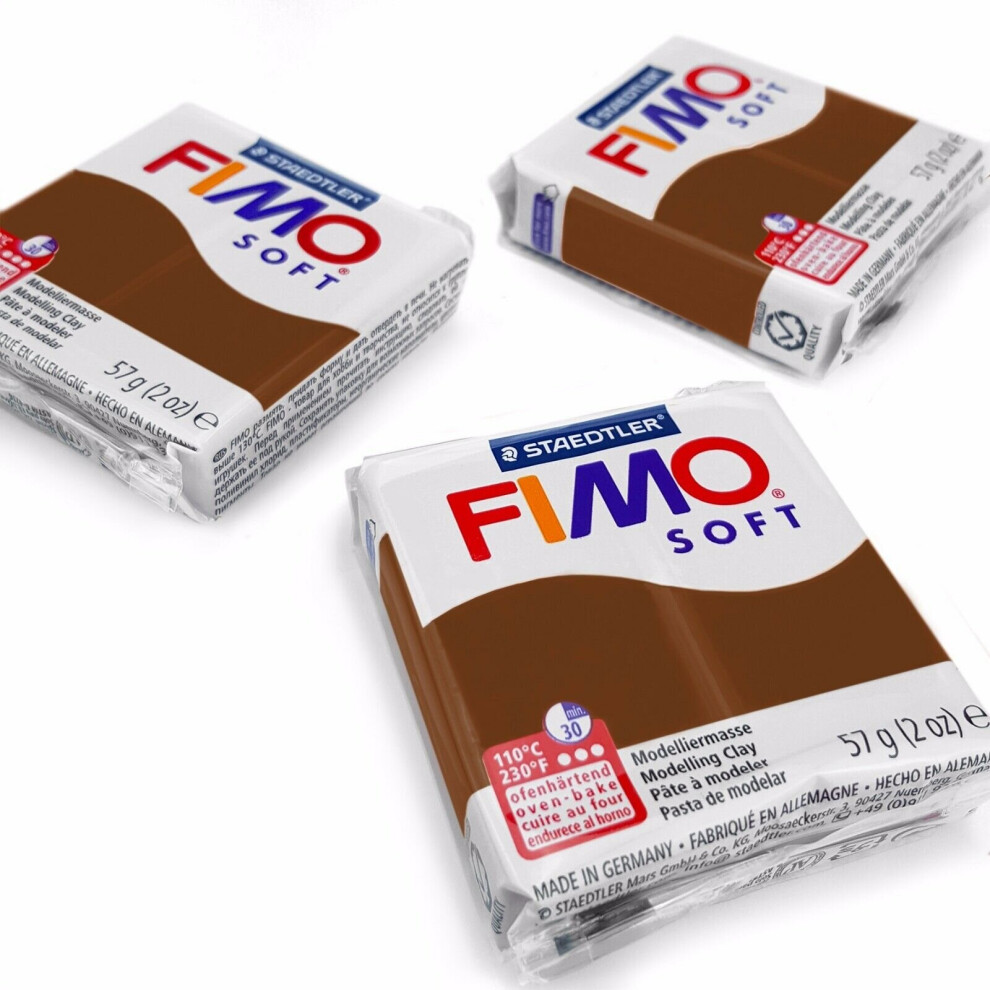 Staedtler Fimo Soft Polymer Oven Modelling Clay - 57G - Set Of 3 - Chocolate