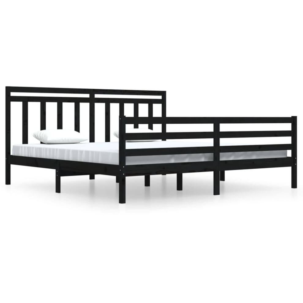 (black, 200 x 200 cm) vidaXL Solid Wood Bed Frame Bedroom Bedstead Bed Base Multi Colours/Sizes