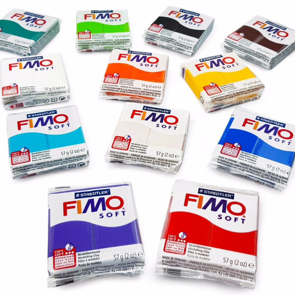 FIMO Soft Polymer Modelling Clay Starter Set of 12 x 57g Clays - Starter Colours