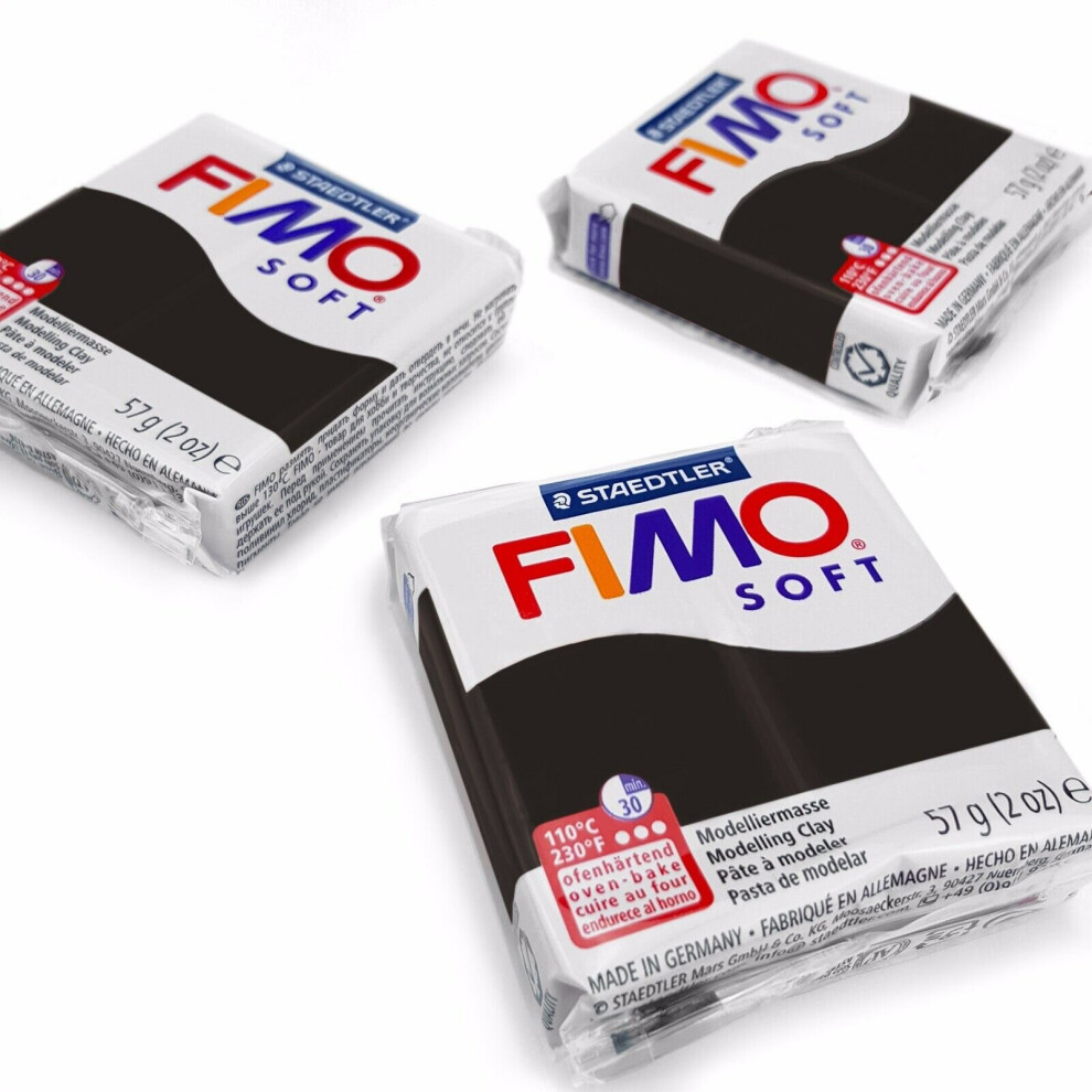 FIMO Soft Polymer Oven Modelling Clay - 57g - Set of 3 - Black