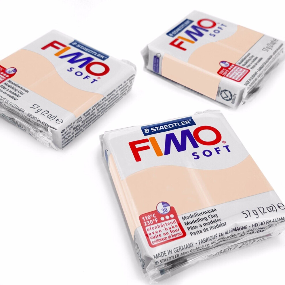 FIMO Soft Polymer Oven Modelling Clay - 57g - Set of 3 - Flesh